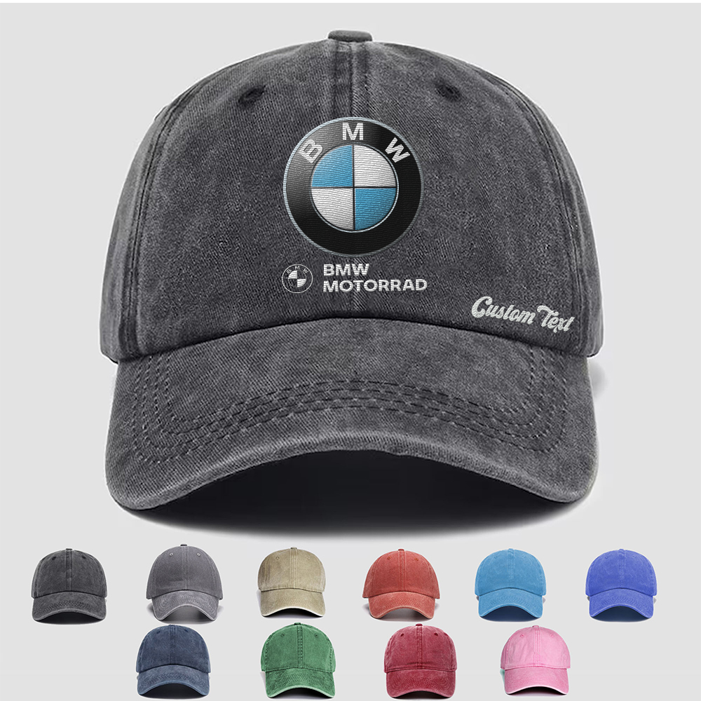 Bmw motorsport Personalized Embroidered Hat, Unisex Vintage Washed Distressed Cap, Retro Adjustable Dad Hats, Baseball Hat for Men Women