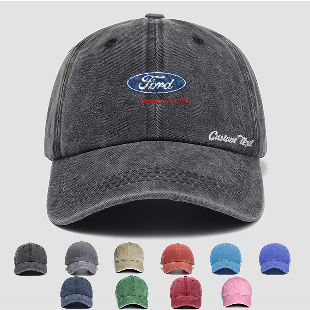 Ford performance Personalized Embroidered Hat, Unisex Vintage Washed Distressed Cap, Retro Adjustable Dad Hats, Baseball Hat for Men Women