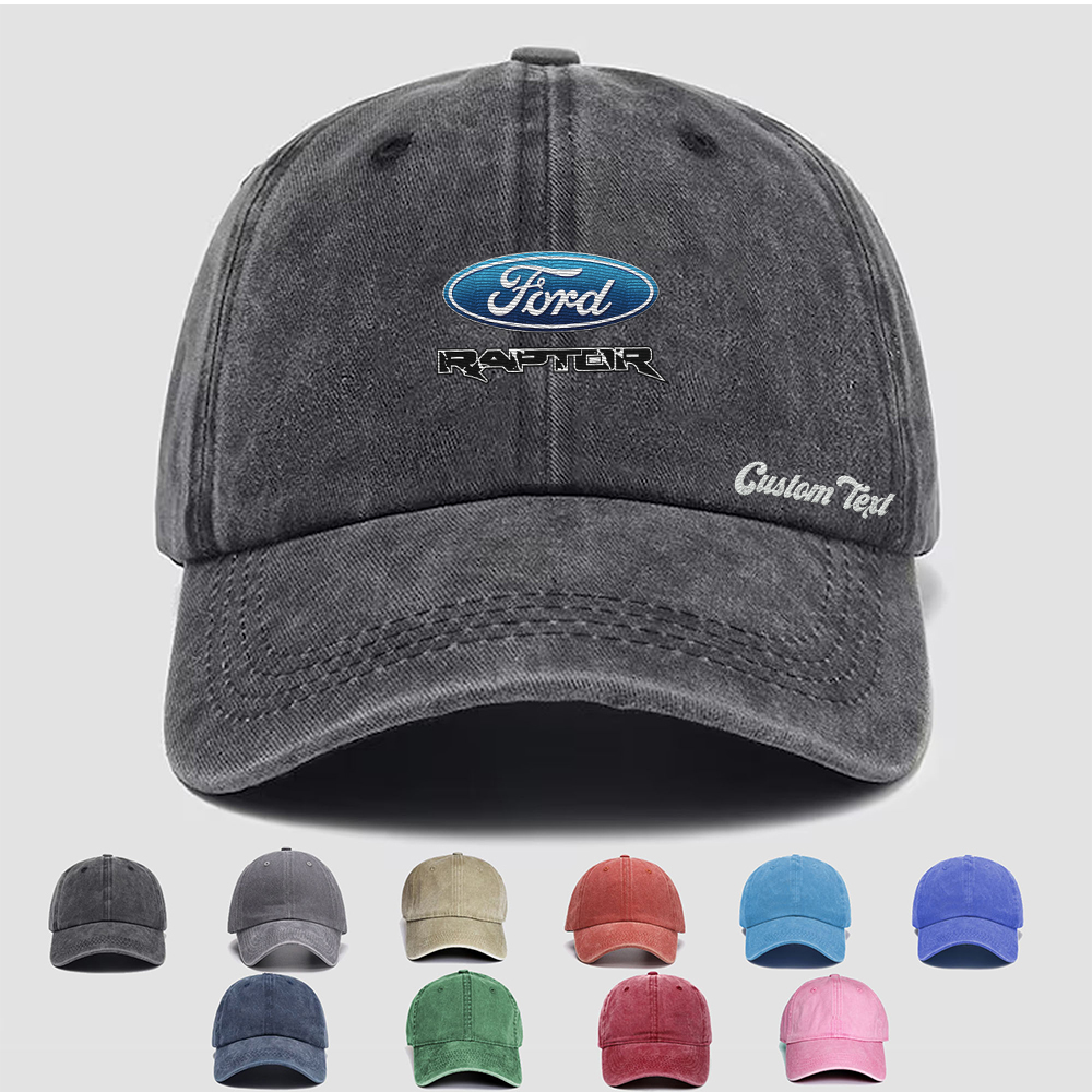 Ford raptor Personalized Embroidered Hat, Unisex Vintage Washed Distressed Cap, Retro Adjustable Dad Hats, Baseball Hat for Men Women