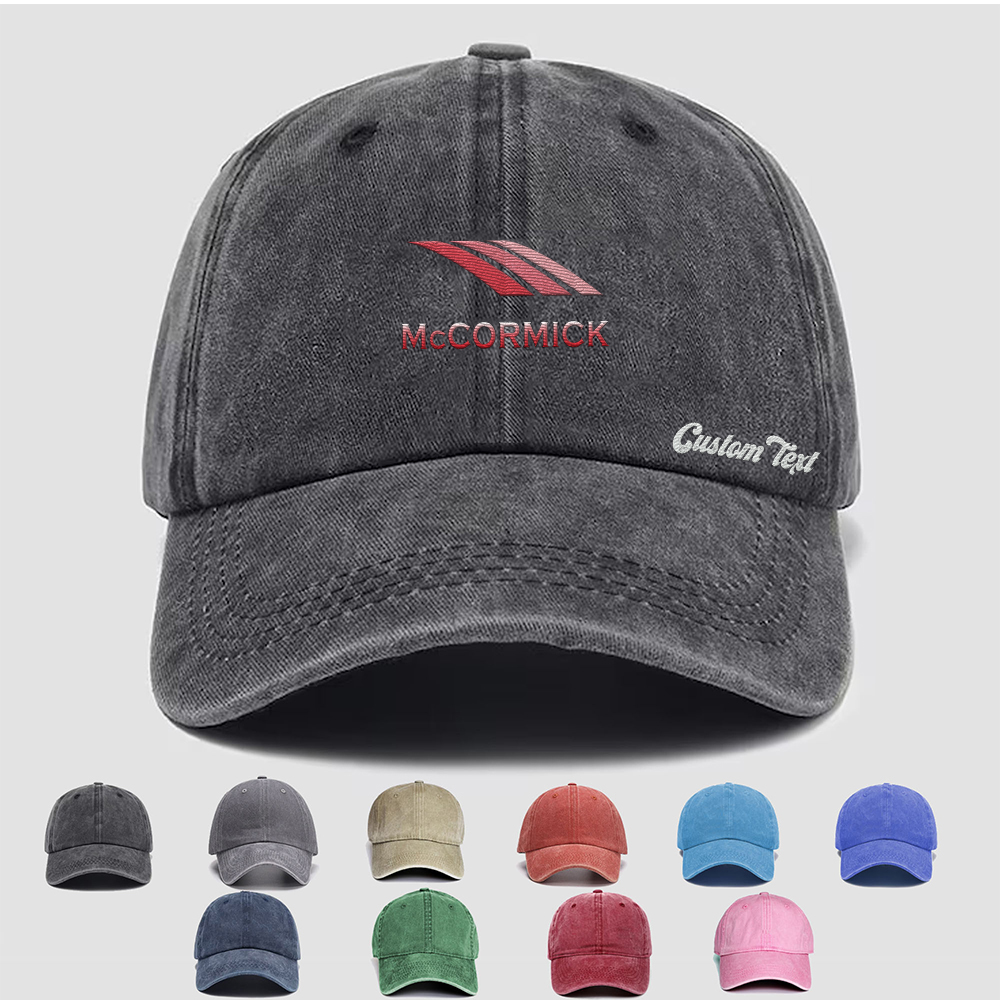 McCormick Personalized Embroidered Hat, Unisex Vintage Washed Distressed Cap, Retro Adjustable Dad Hats, Baseball Hat for Men Women