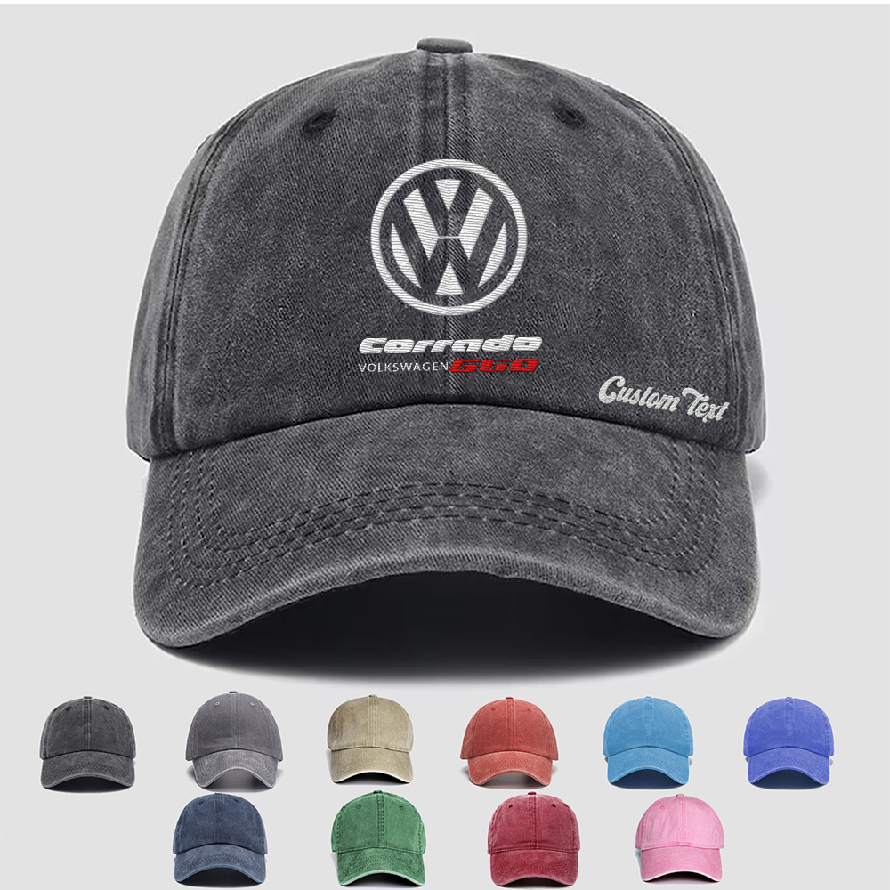 Volkswagen Corrado G60 Personalized Embroidered Hat, Unisex Vintage Washed Distressed Cap, Retro Adjustable Dad Hats, Baseball Hat for Men Women