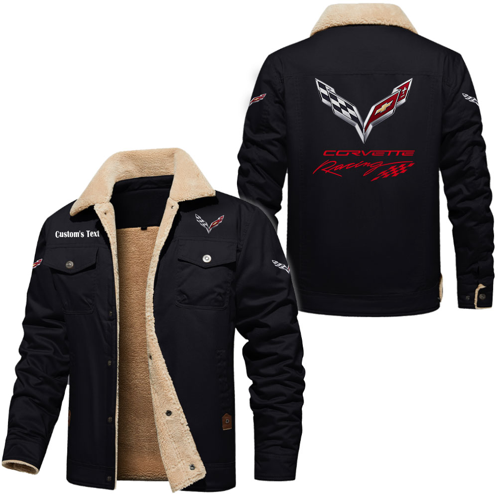 Chevrolet Corvette Cargo Fleece Lined Cotton Jacket, vintage style, customize name and any logo