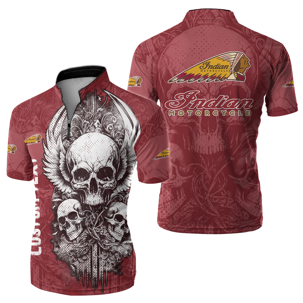 Indian vintage antique grunt skulls couture plus size, Customize name, color, logo or Car model, Half zipper clothing