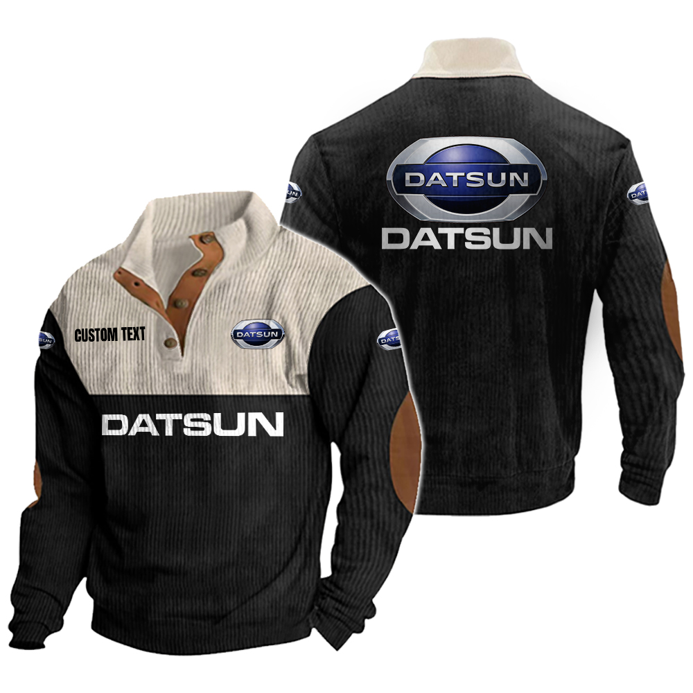Datsun Men's Corduroy Casual Stand Collar Sweatshirts Vintage Color Customize Name and Logo