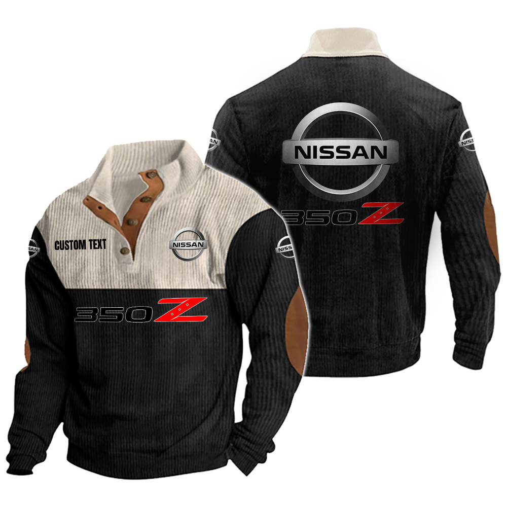 nissan 350z Men's Corduroy Casual Stand Collar Sweatshirts Vintage Color Customize Name and Logo