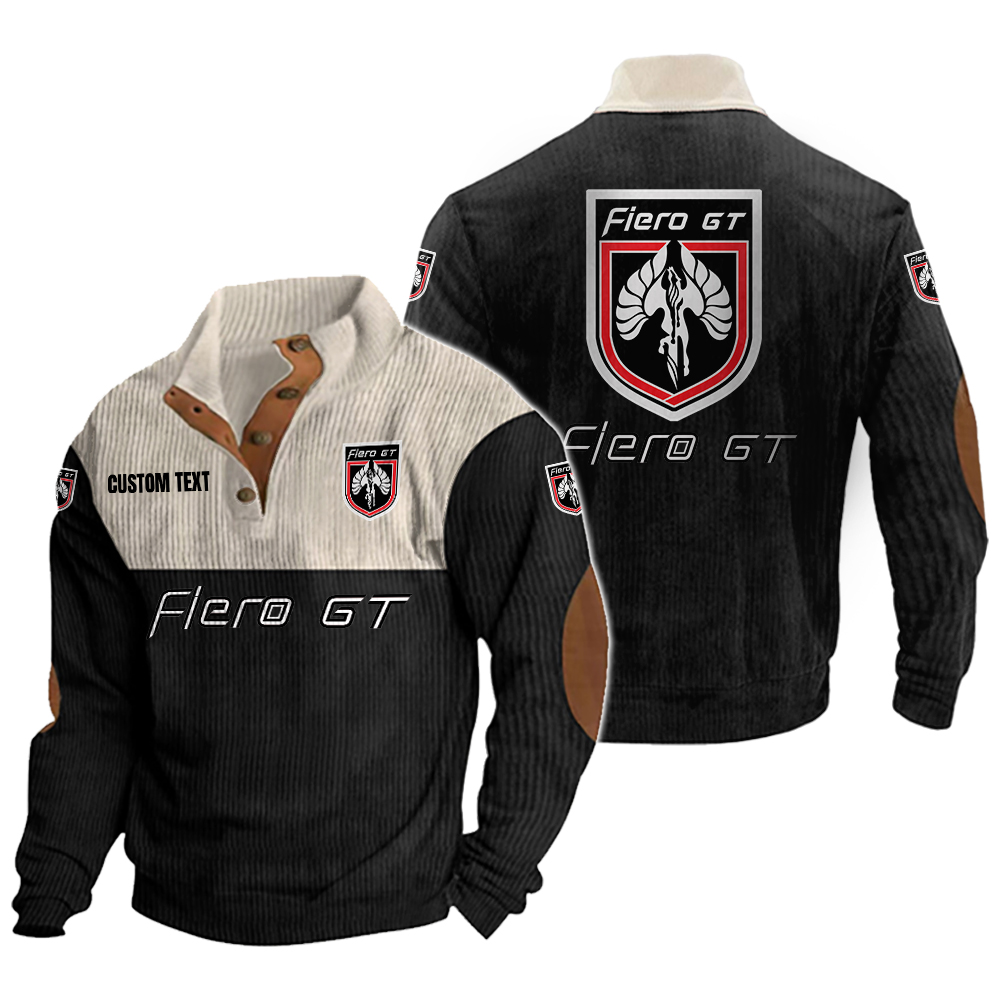 Pontiac Fiero Men's Corduroy Casual Stand Collar Sweatshirts Vintage Color Customize Name and Logo