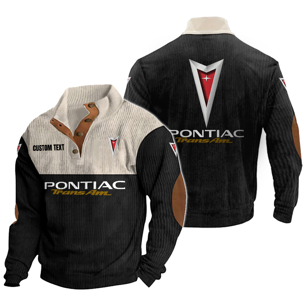 Pontiac Trans Am Men's Corduroy Casual Stand Collar Sweatshirts Vintage Color Customize Name and Logo