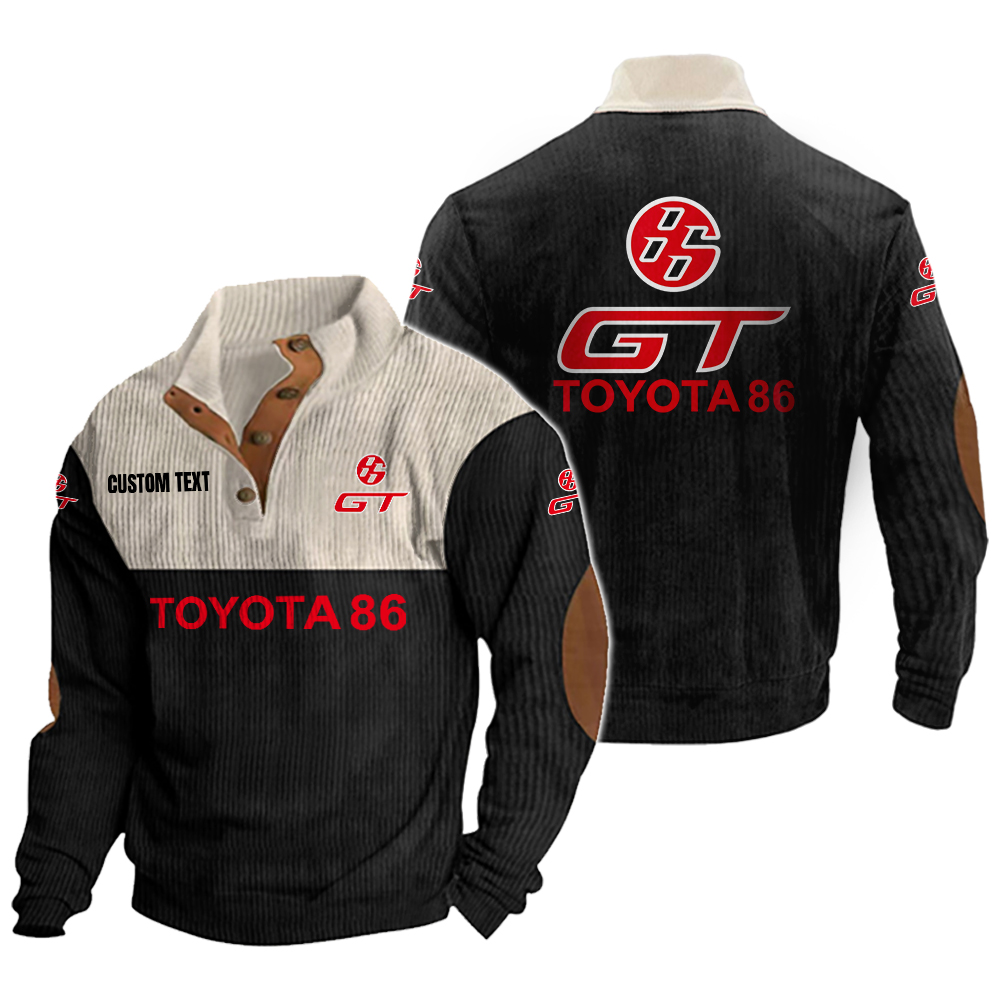toyota 86 Men's Corduroy Casual Stand Collar Sweatshirts Vintage Color Customize Name and Logo