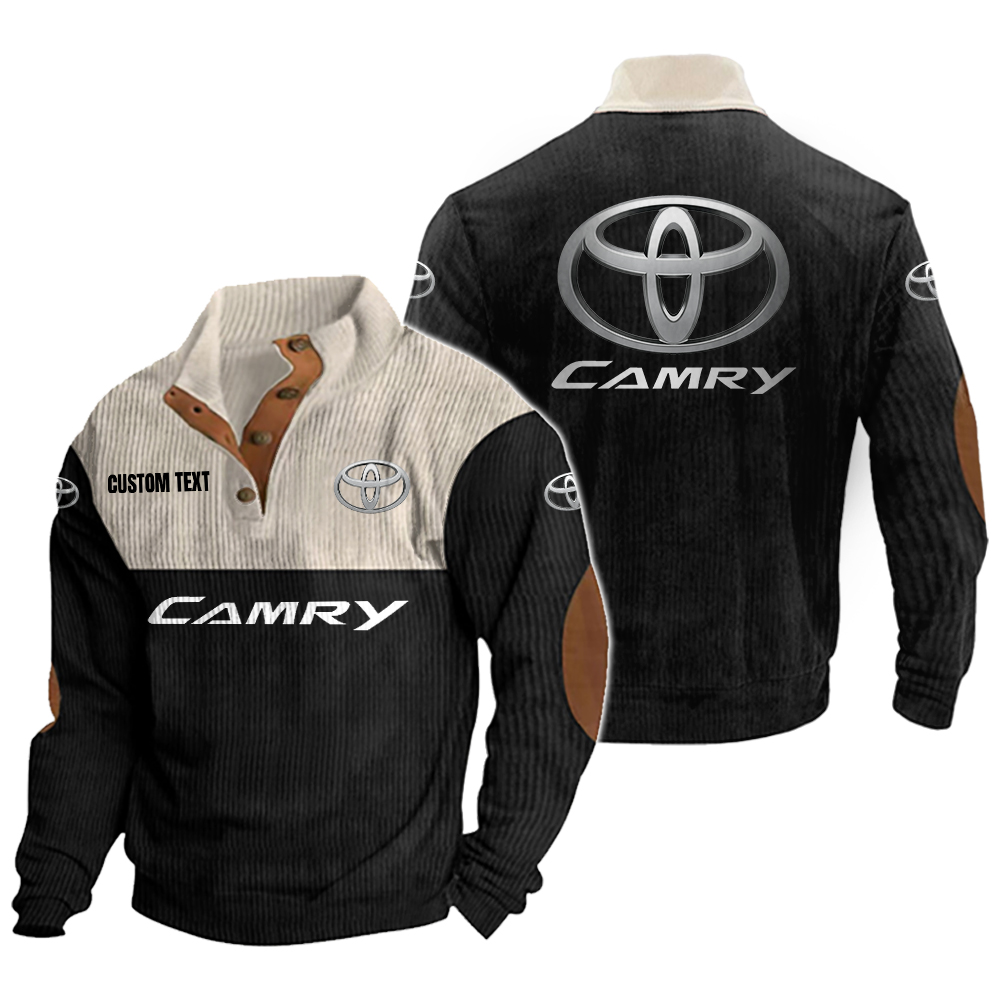 toyota camry Men's Corduroy Casual Stand Collar Sweatshirts Vintage Color Customize Name and Logo