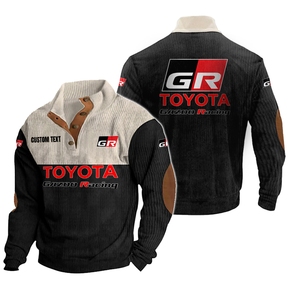 toyota gazoo racing Men's Corduroy Casual Stand Collar Sweatshirts Vintage Color Customize Name and Logo