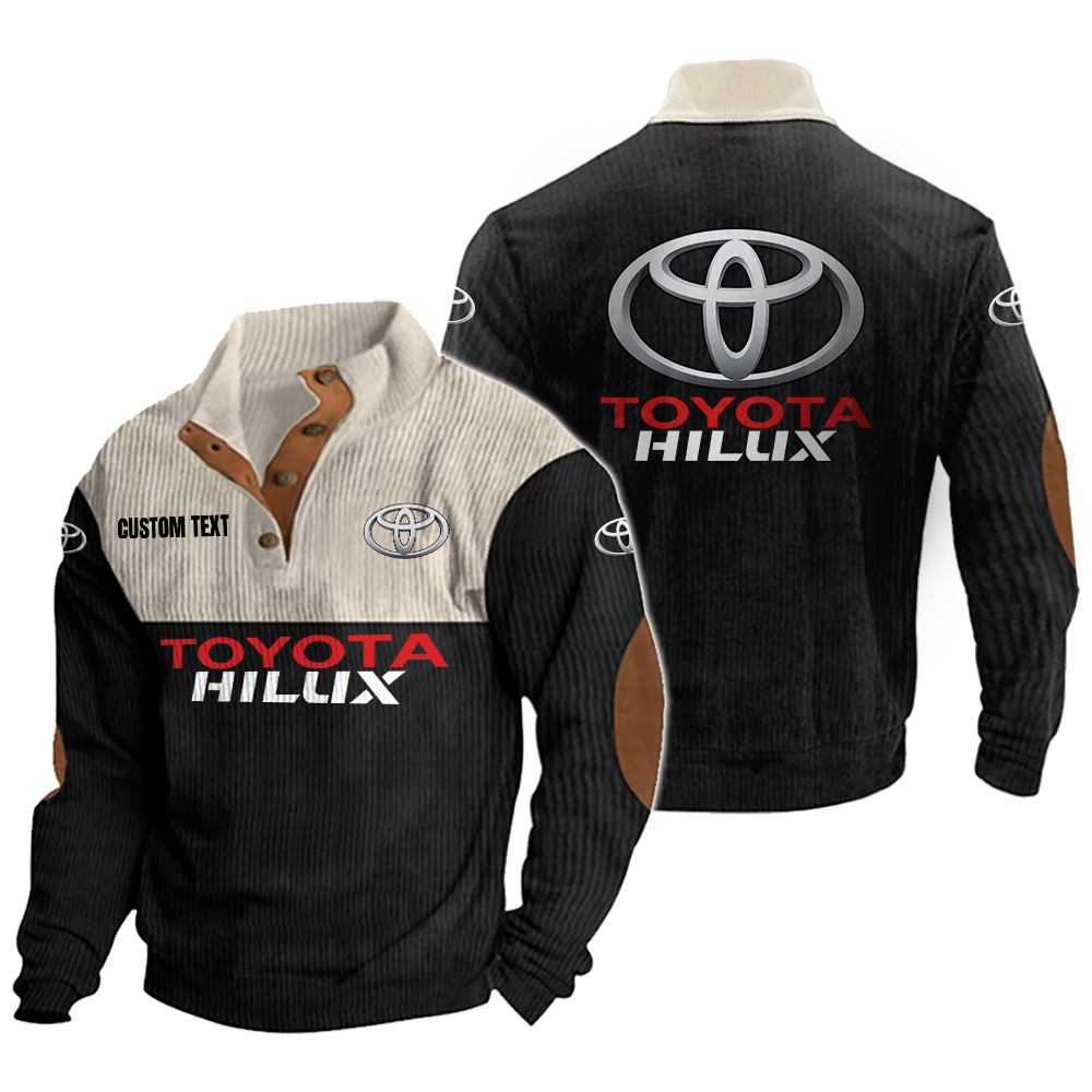 Toyota Hilux Men's Corduroy Casual Stand Collar Sweatshirts Vintage Color Customize Name and Logo