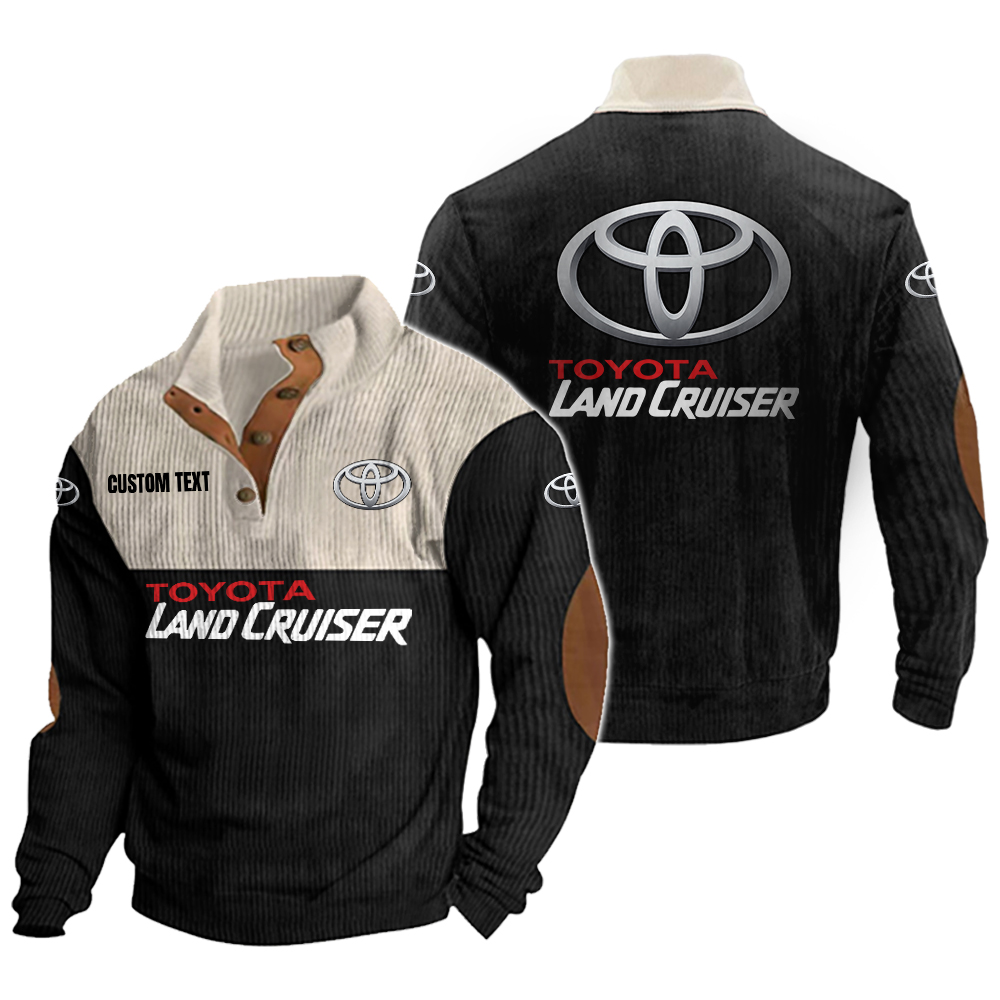 Toyota Land Cruiser Men's Corduroy Casual Stand Collar Sweatshirts Vintage Color Customize Name and Logo