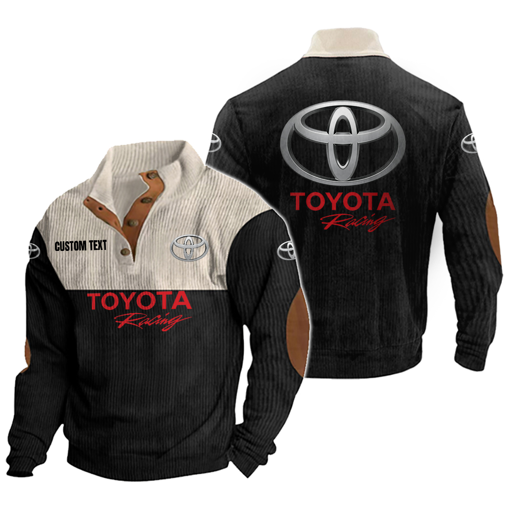 toyota racing Men's Corduroy Casual Stand Collar Sweatshirts Vintage Color Customize Name and Logo