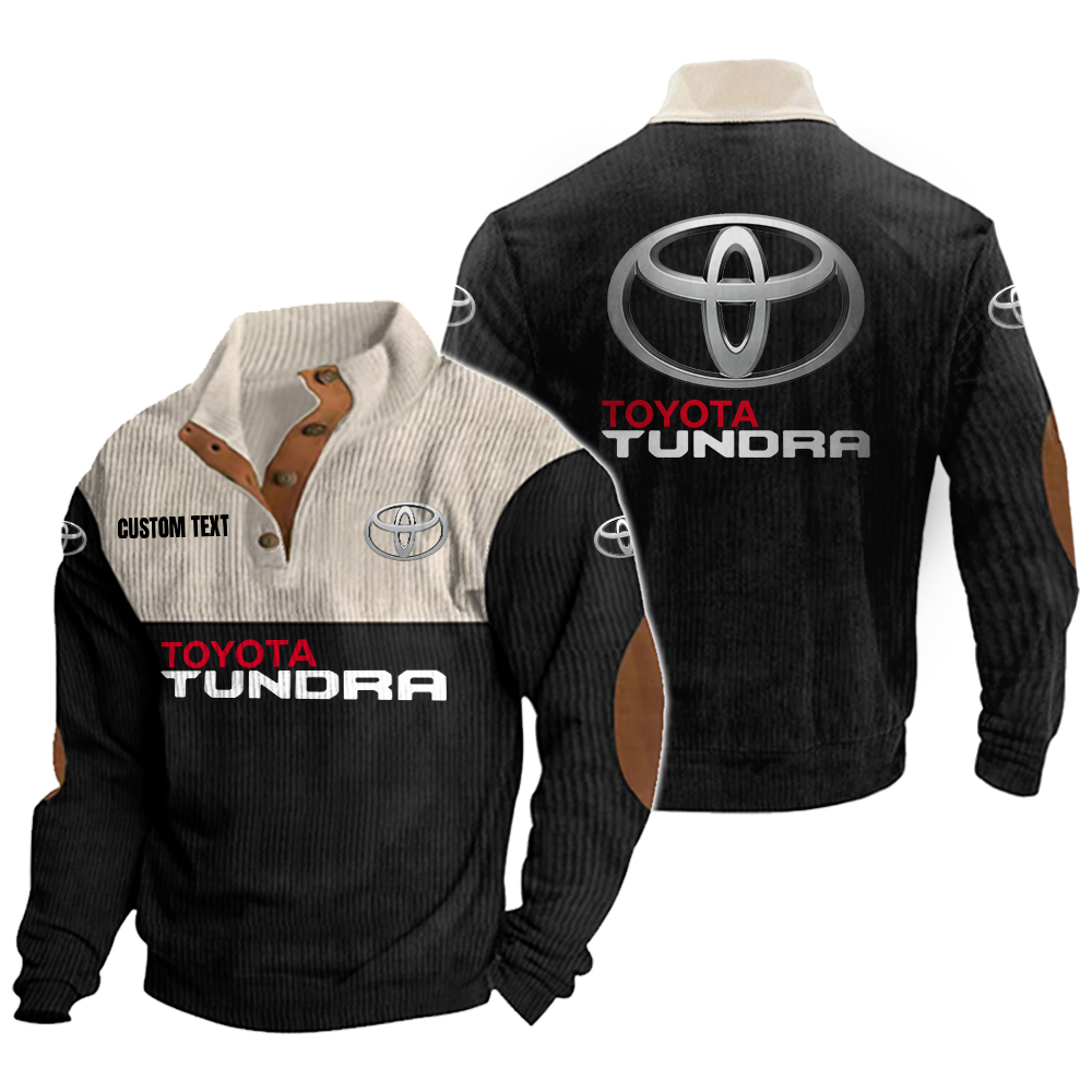 Toyota Tundra Men's Corduroy Casual Stand Collar Sweatshirts Vintage Color Customize Name and Logo
