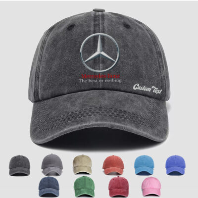Mercedes Benz Personalized Embroidered Hat, Unisex Vintage Washed Distressed Cap, Retro Adjustable Dad Hats, Baseball Hat for Men Women