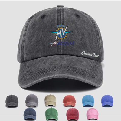 MV Agusta Personalized Embroidered Hat, Unisex Vintage Washed Distressed Cap, Retro Adjustable Dad Hats, Baseball Hat for Men Women
