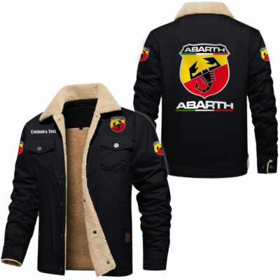 Abarth Cargo Fleece Lined Cotton Jacket, vintage style, customize name and any logo