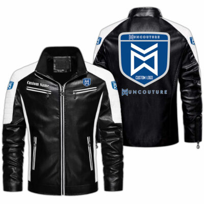 Muncouture Contrast Leather Jacket Personalized name and logo