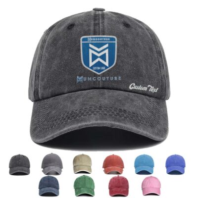 Muncouture Personalized Embroidered Hat, Unisex Vintage Washed Distressed Cap, Retro Adjustable Dad Hats, Baseball Hat for Men Women