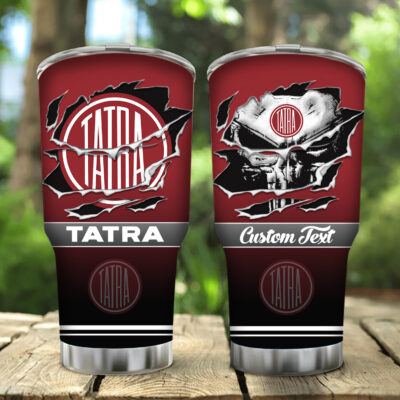 Tatra Logo Brand Custom Name, Irregular Tumbler, Tumbler Stainless Steel Water Bottle, Travel Coffee Mug Cup