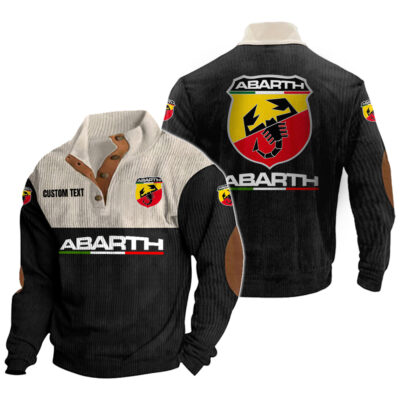 Abarth Men's Corduroy Casual Stand Collar Sweatshirts Vintage Color Customize Name and Logo